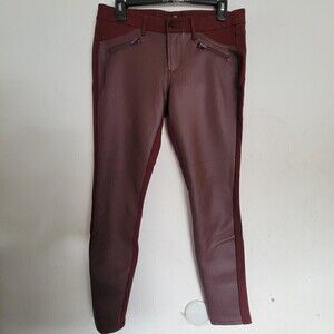 Mossimo Cabernet Red Wine Maroon Faux Leather Stretch Extensible Legging Pants 8